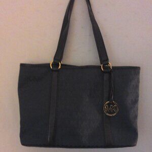 Michael Michael Kors Blue Signature Canvas Leather Trim Tote Bag